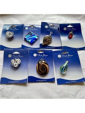 Blue Moon Beads Glass Pendants Bundle of 7 Necklace Jewelry Making